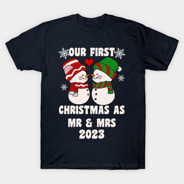 Our First Christmas as Mr & Mrs 2023 T-Shirt by tamdevo1